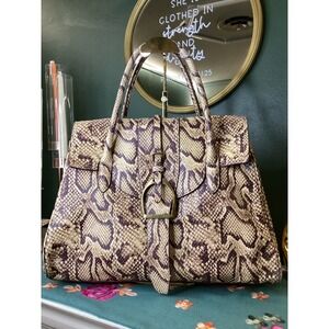 Margot New York Satchel Bag Large Snakeskin‎ Embossed Leather